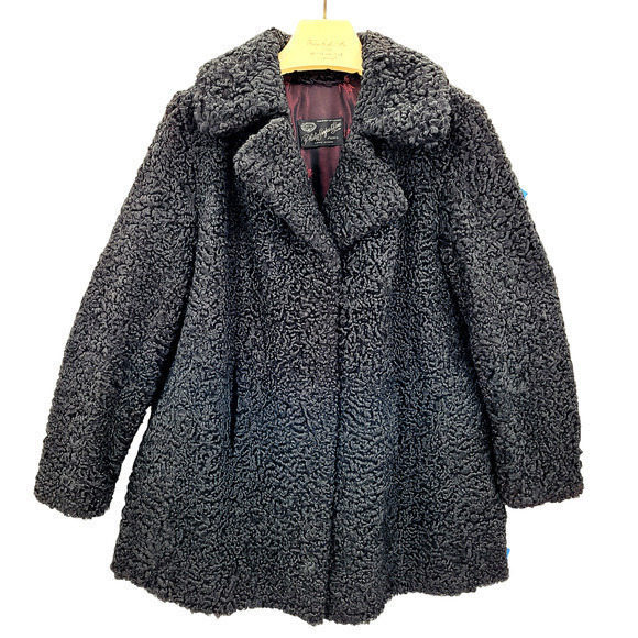 Philip Surfas & Sons Jackets & Blazers - HP Vintage Black Persian Lamb Fur Satin Lined Short Car‎ Swing Coat